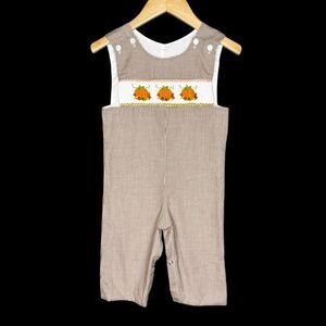Be Mine 12 Months Smocked Thanksgiving Halloween Brown Gingham Jon Jon Outfit